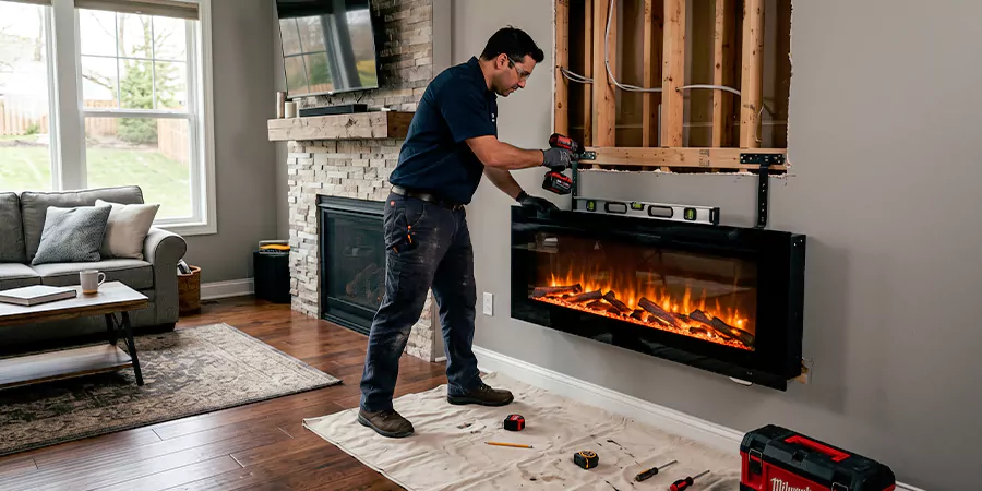 Fake Fireplace and Faux Insert Installation Schertz