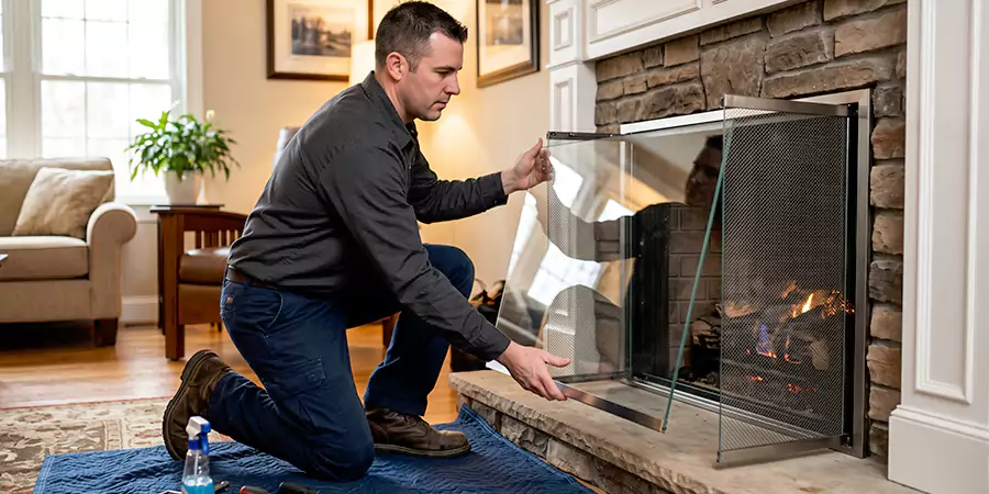 Fireplace Glass Panel and Screen Installation Schertz