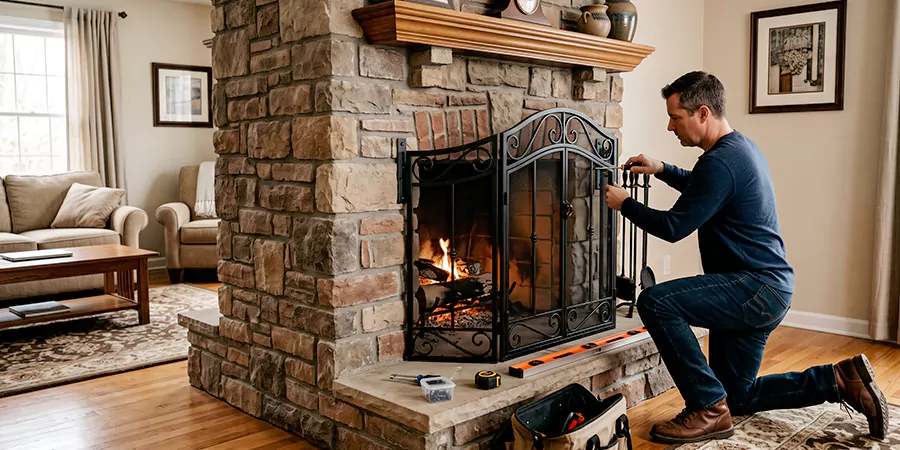 Custom and Decorative Fireplace Screen Installation Schertz
