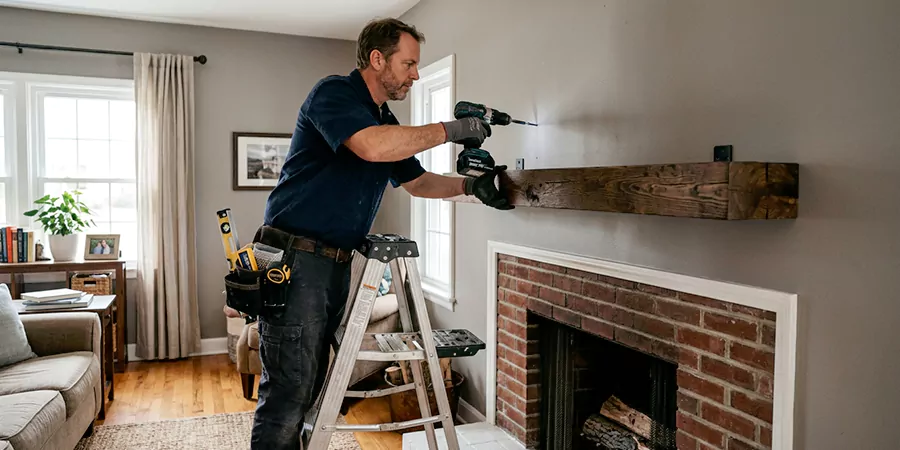 Floating Shelf Mantel Installation Schertz
